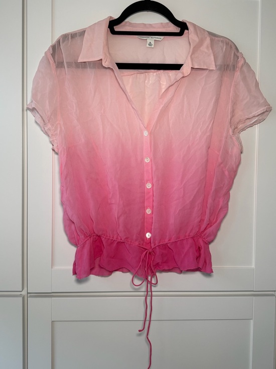 Banana Republic Tops - Y2K Banana Republic Sheer Ombre Button Up Crop Top Cinched Fairy Boho Chic 2010s